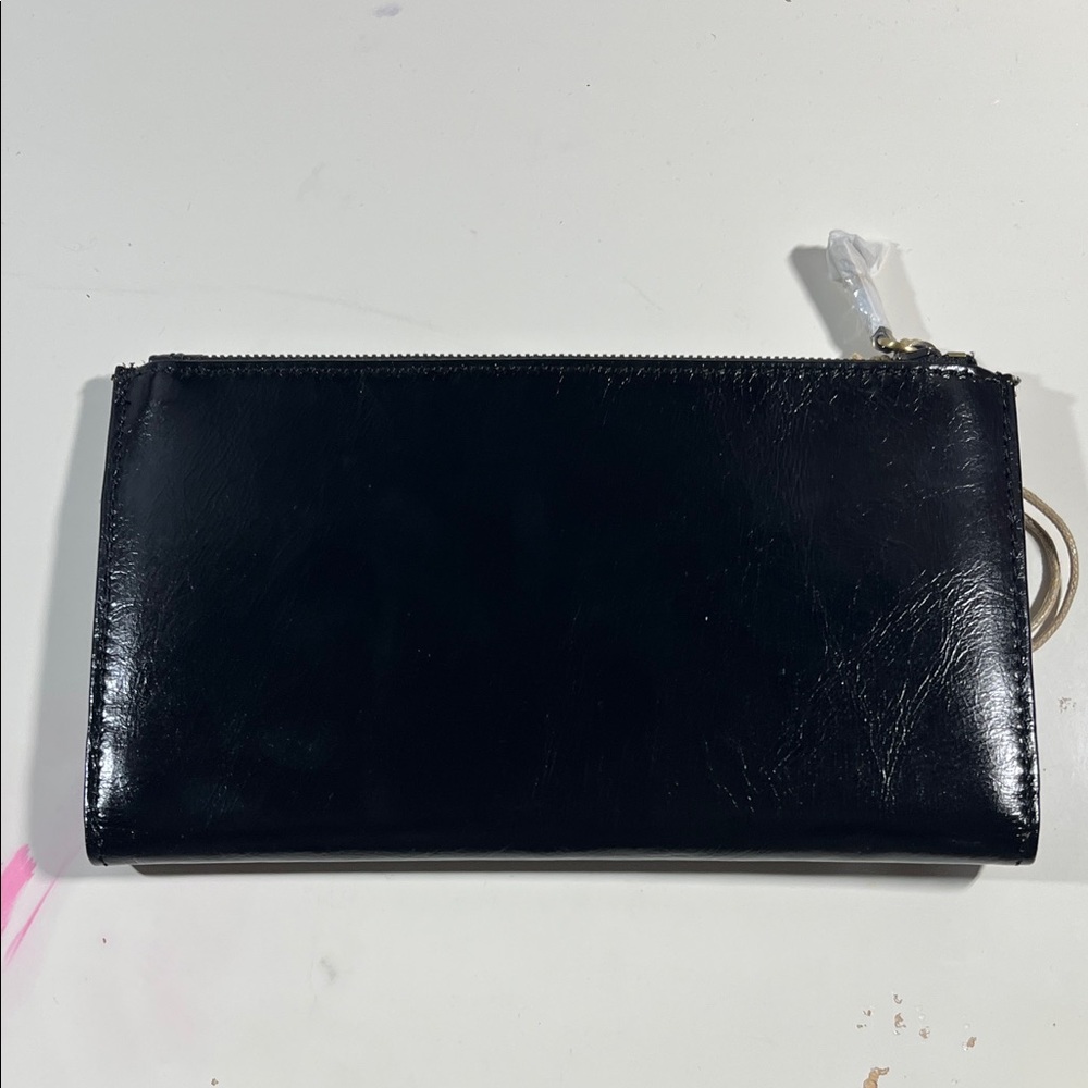 HOBO Shiny Black Leather Clutch - Picture 2 of 6